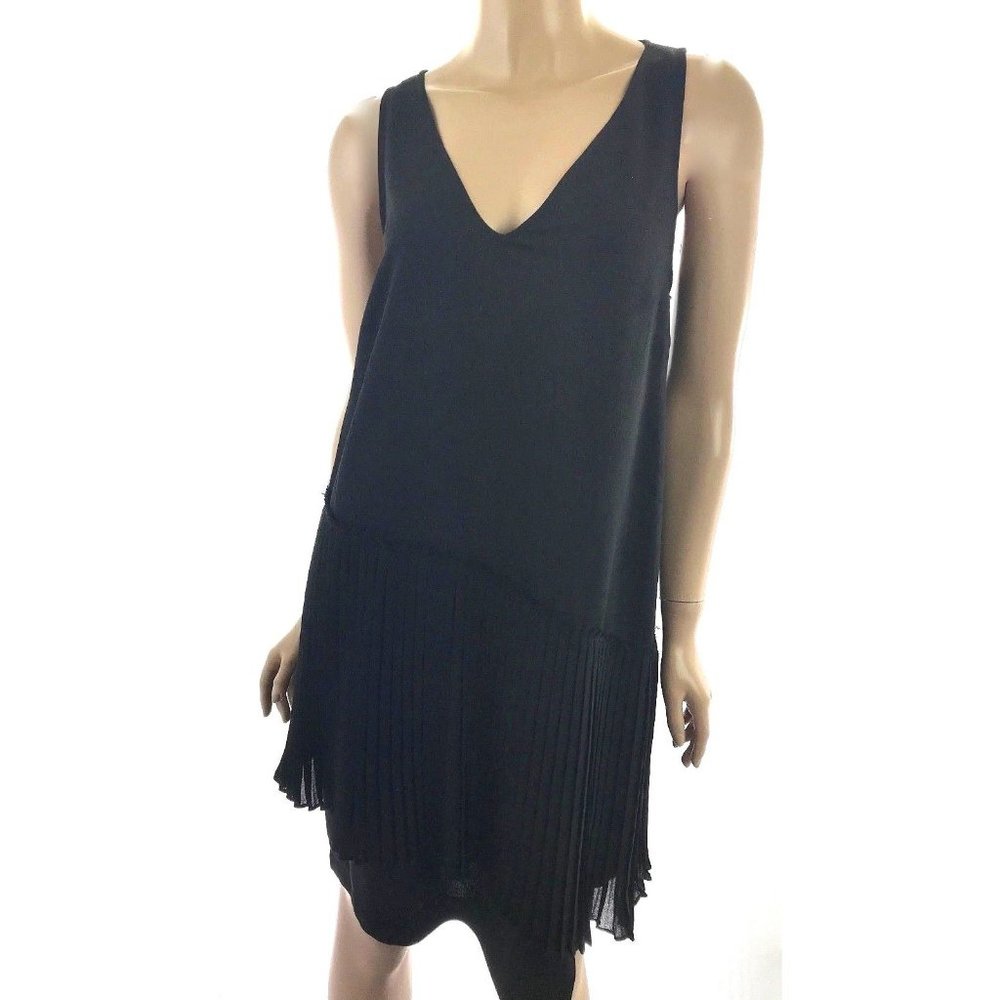 Derek Lam 10 Crosby Sz 8 Black Dress Drop Waist V-Neck Sleeveless MSRP $225